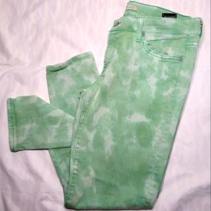 7 For All Mankind Green And White Women's Skinny Jeans Comfy Firm Fit
